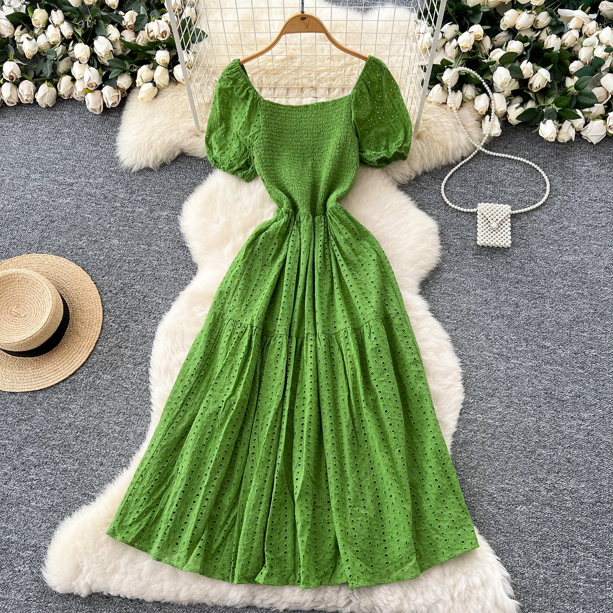 Embroidered Cutout Slim Maxi Dress