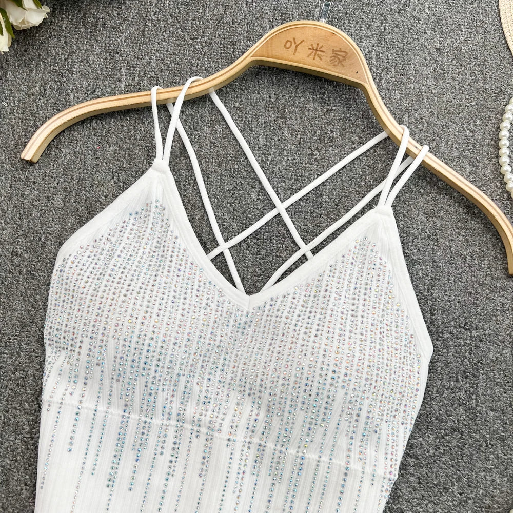 Glitter Sequin Corset Crop Top