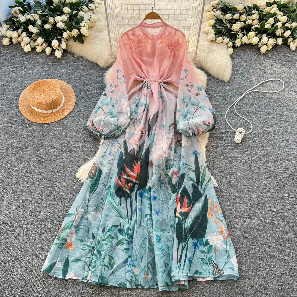 Spliced Print A-Line Party Dress