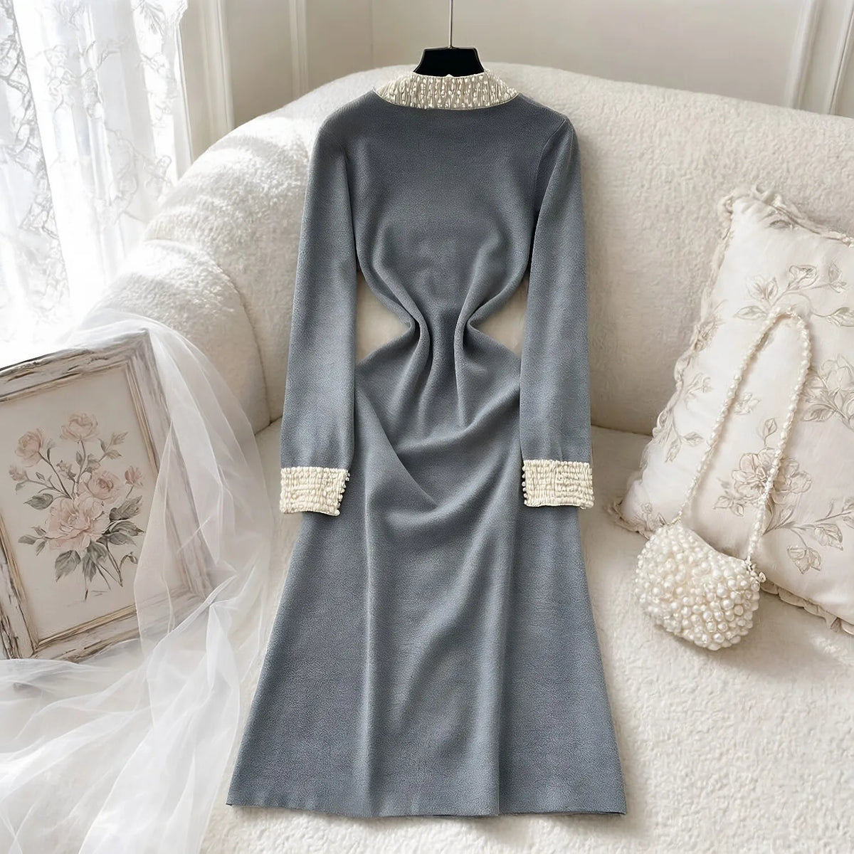 Pearl Knit A-Line Maxi Dress