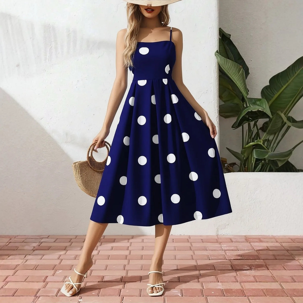 Polka Dot Spaghetti Strap Maxi Dress