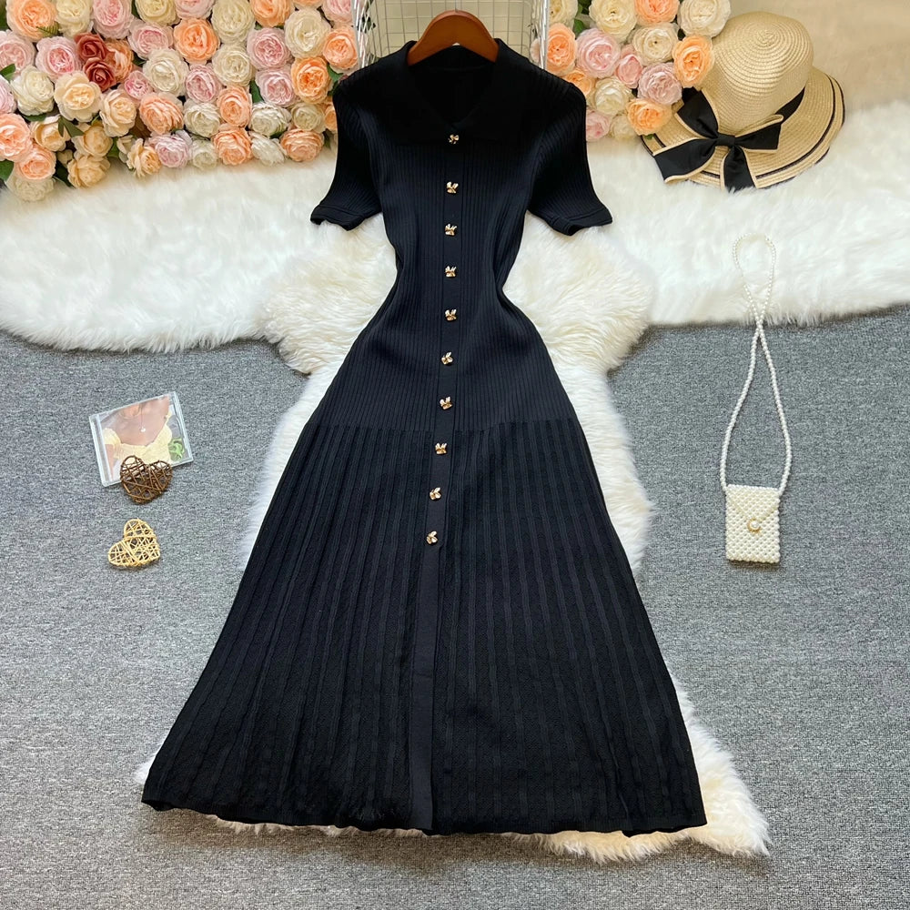 Patchwork Knit Maxi Shirt Sweater Dress