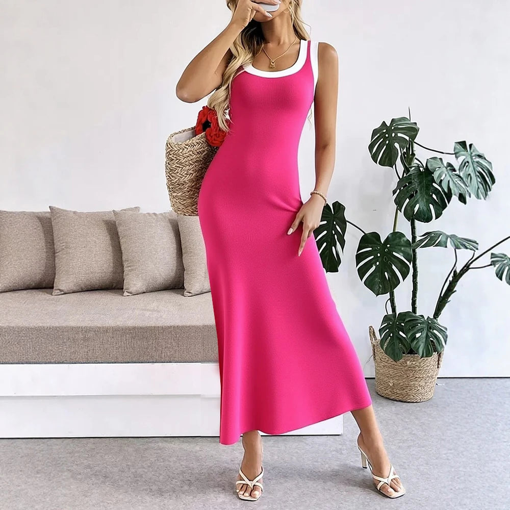 Sleeveless Knit A-Line Maxi Tank Dress