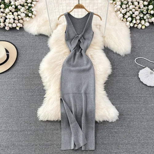 Sleeveless Cutout Split Midi Wrap Dress