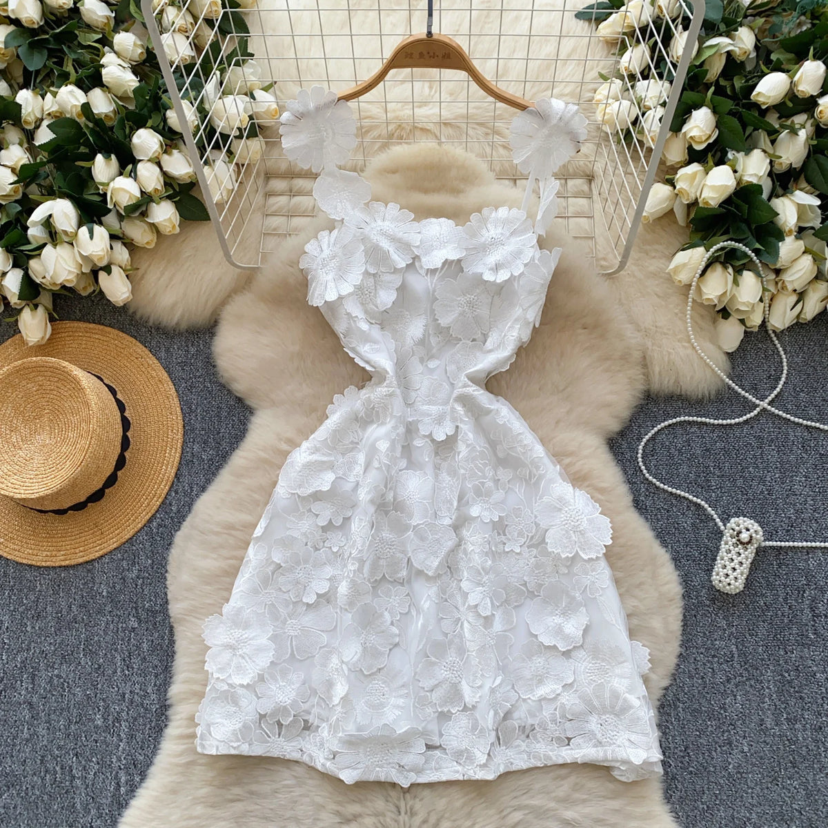 Floral Embroidered Boho Beach Sundress