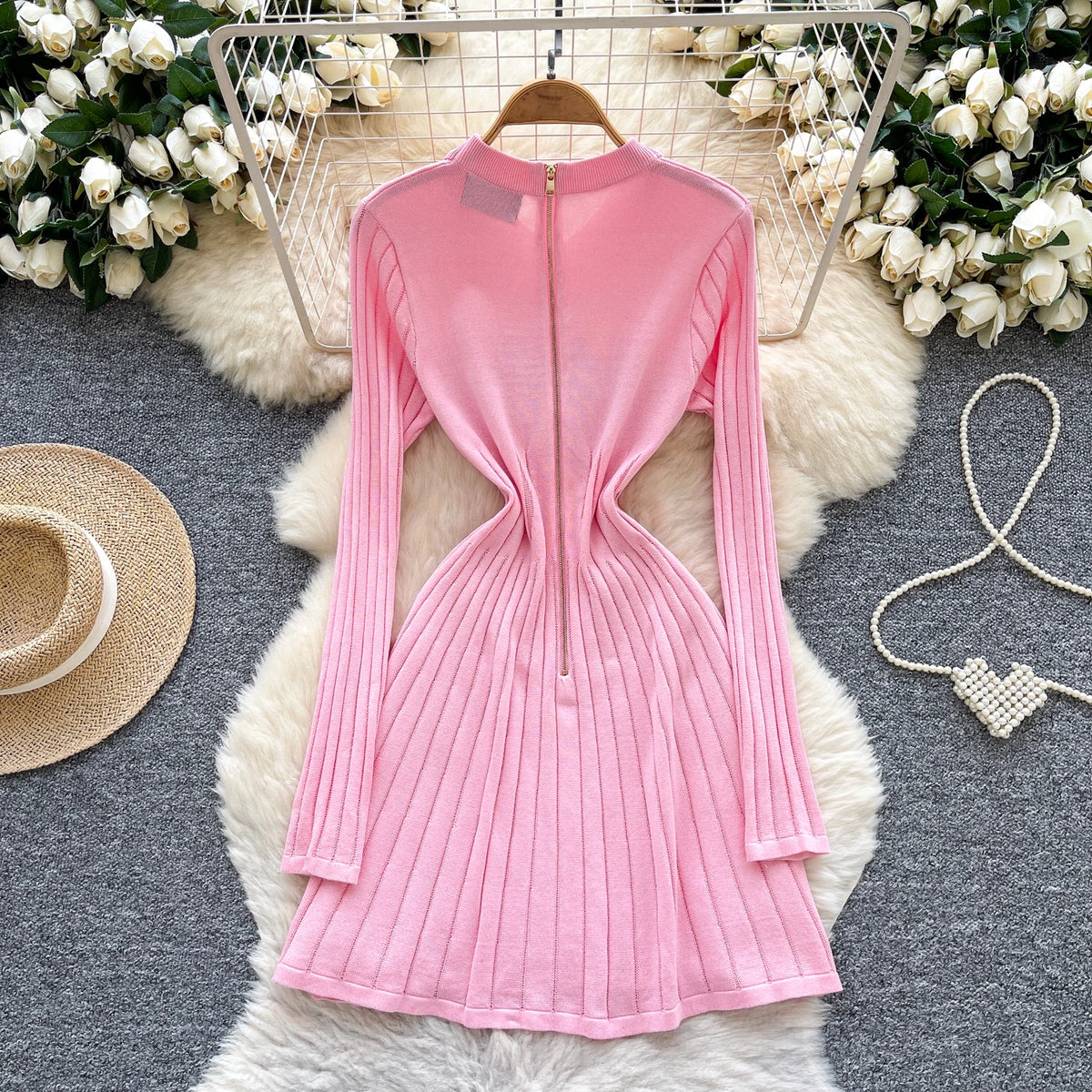 Collared Button Front Knit Dress