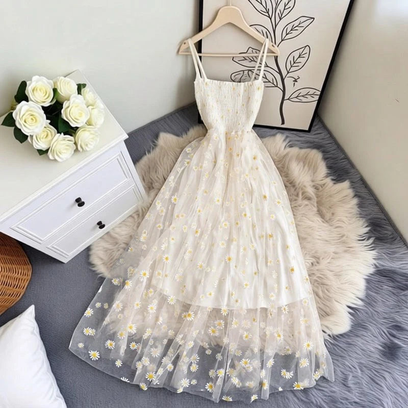 Daisy Print Spaghetti Strap Sundress
