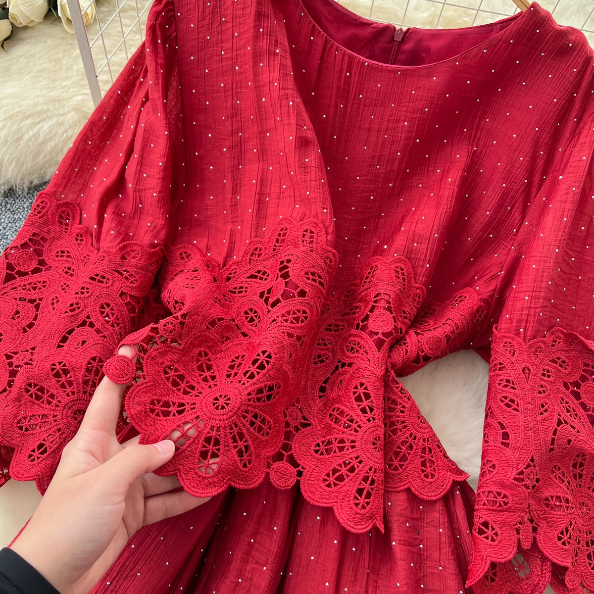 Rhinestone Paneled Boho Maxi Sundress
