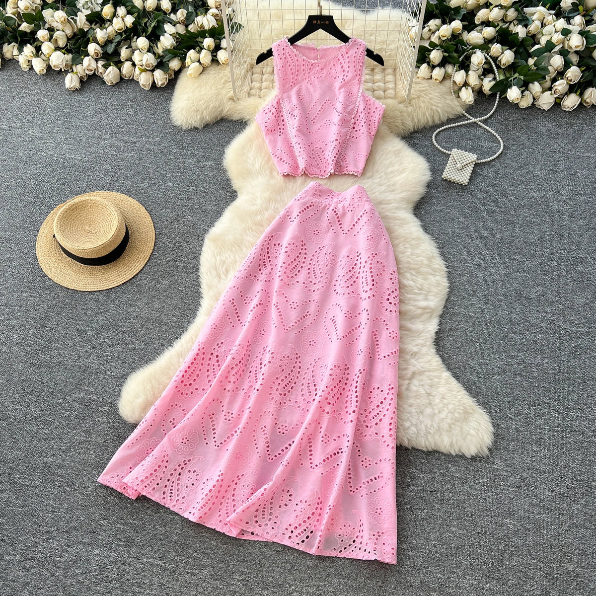 Crochet Cutout A-Line Long Party Dress