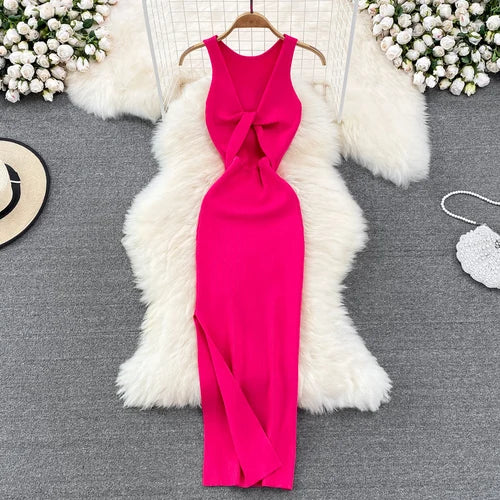 Sleeveless Cutout Split Midi Wrap Dress