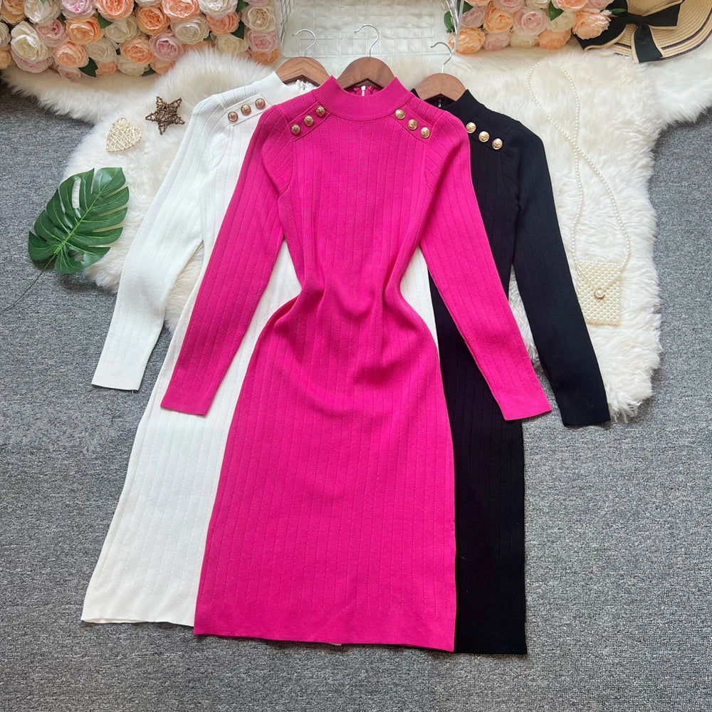 Black Vintage Knit Party Dress