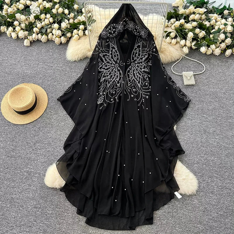 Beaded Hooded Sheer Mesh Duster