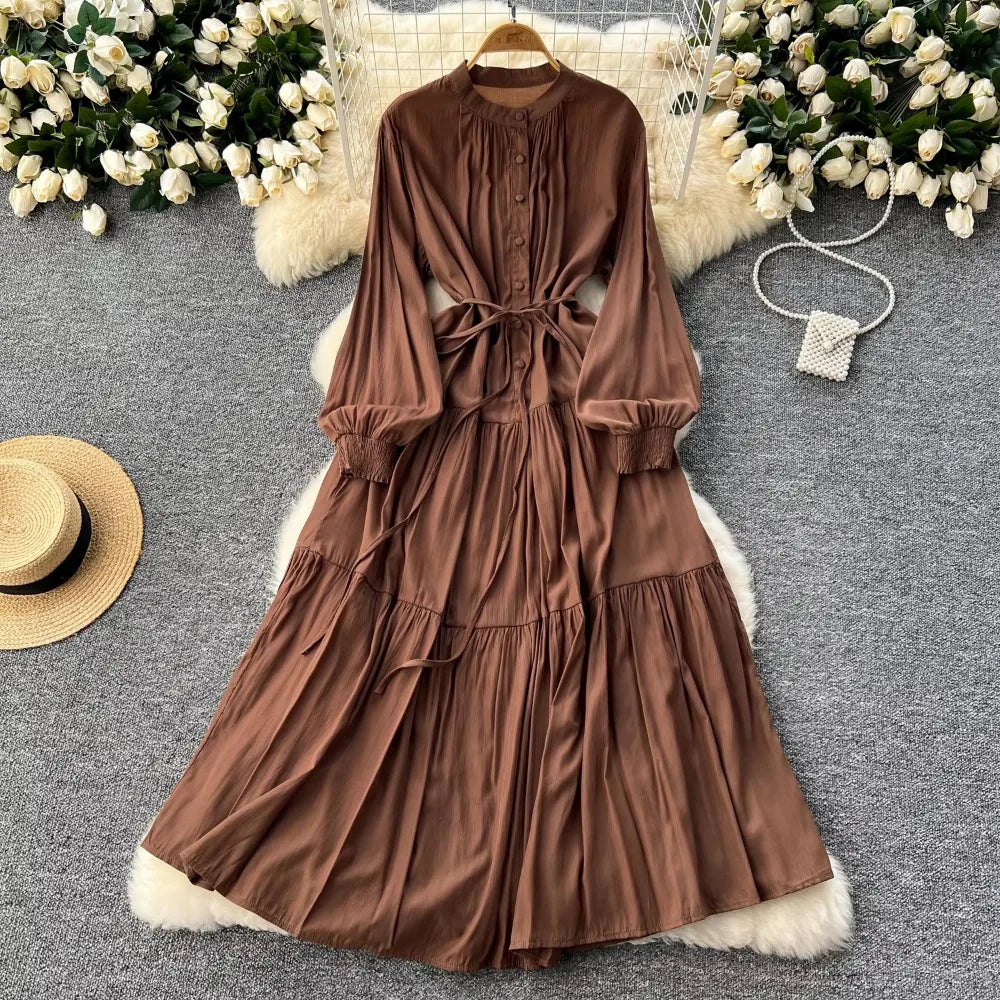 Loose Button Front A-Line Beach Dress