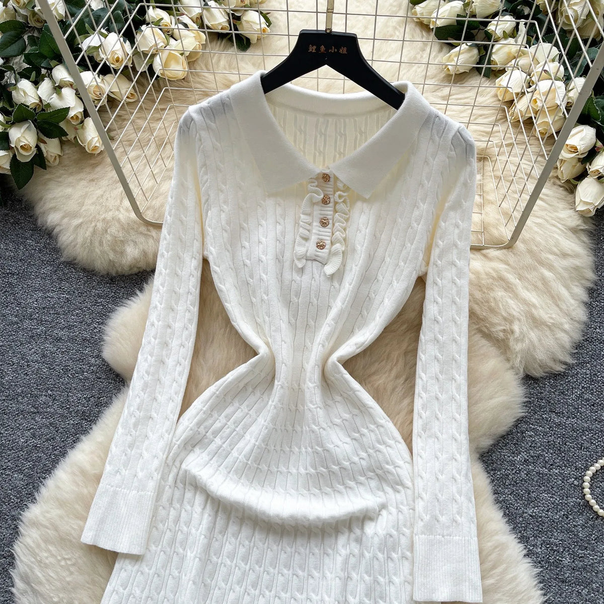 Long Sleeve Knit A-Line Mini Sweater Dress