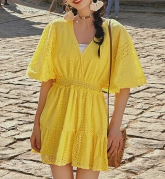 Embroidered Cutout A-Line Sundress