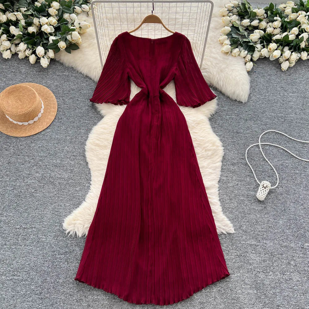Boho Flare Sleeve Slim Maxi Dress