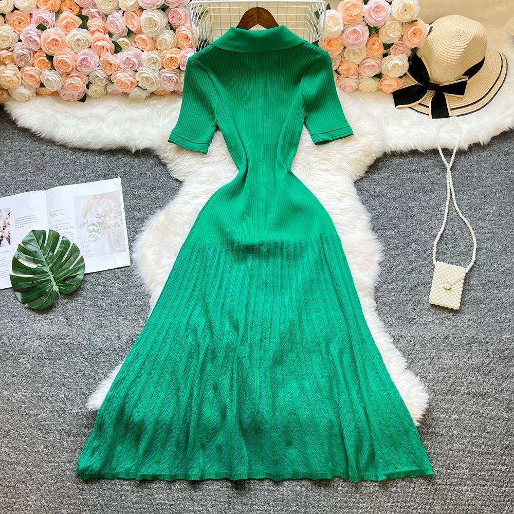 Ruffle Knit Bodycon Maxi Dress