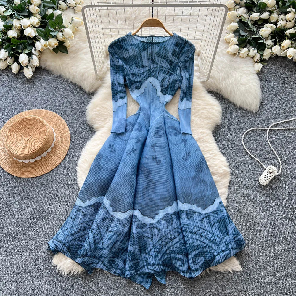 Ruched O-Neck Loose A-Line Dress