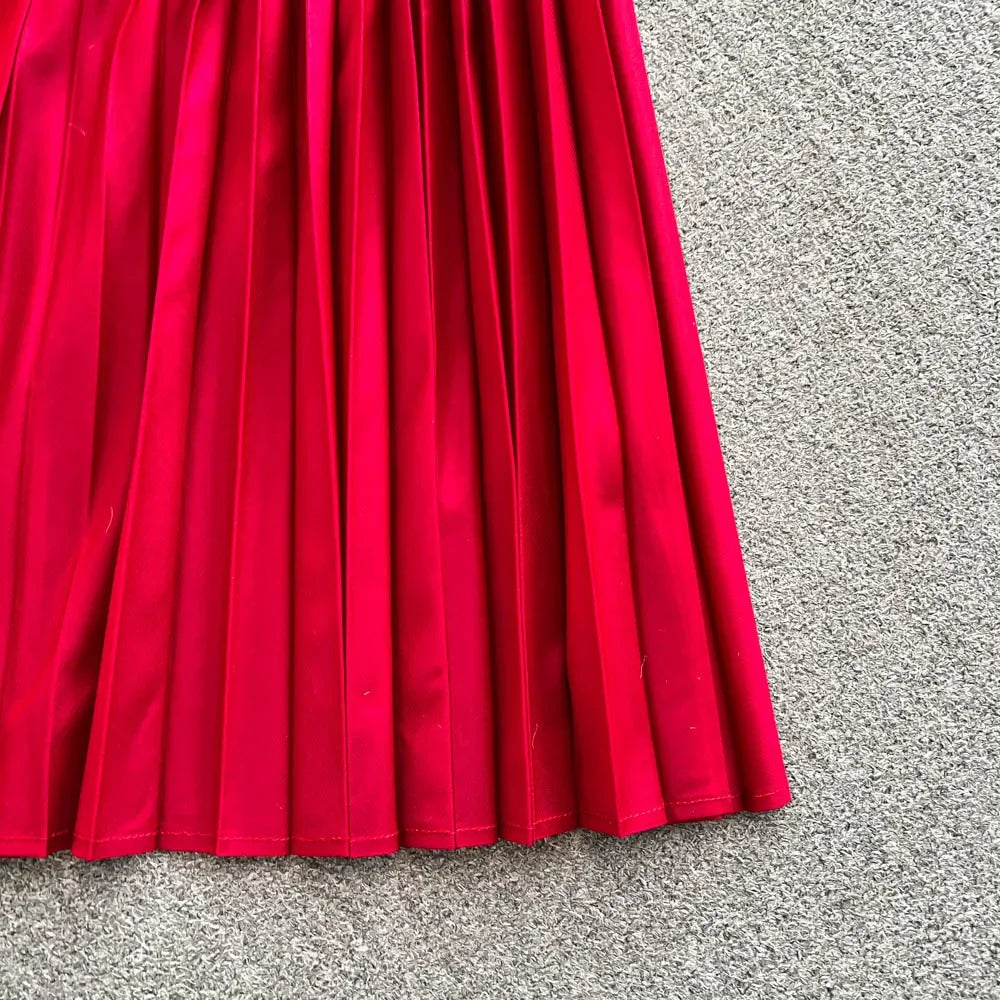 Bandage Top and Pleated Skirt Set