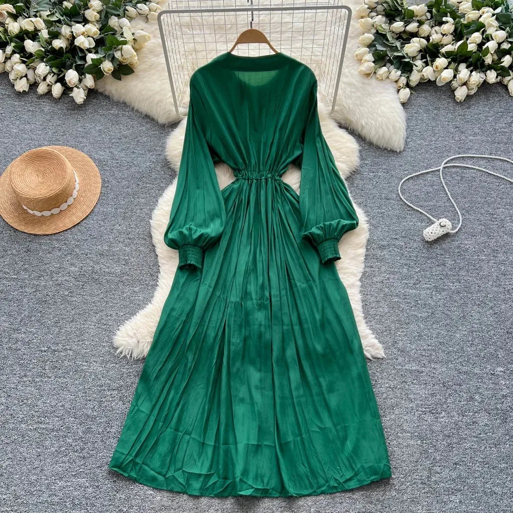 Embroidered Print Lace-Up Maxi Dress