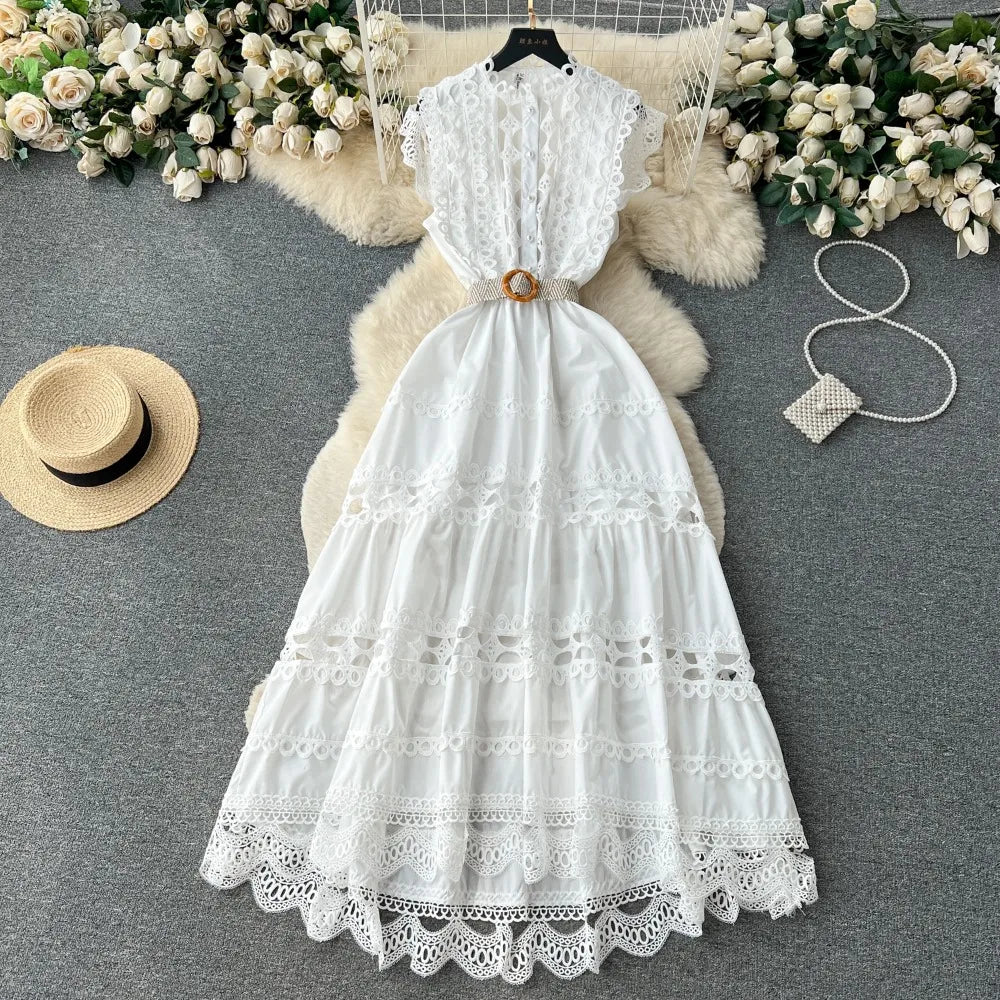 French Cutout Embroidered Lace Dress