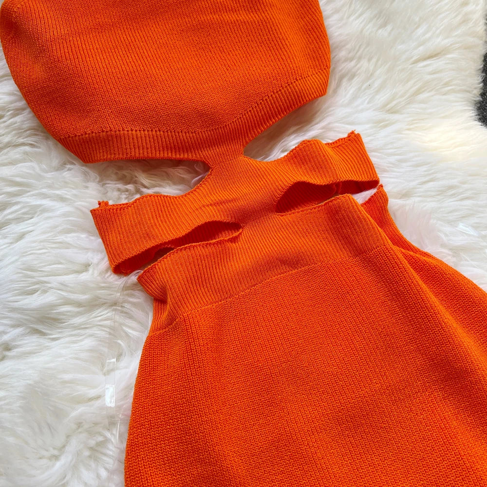 Hollow Out Waist Knit Bodycon Dress