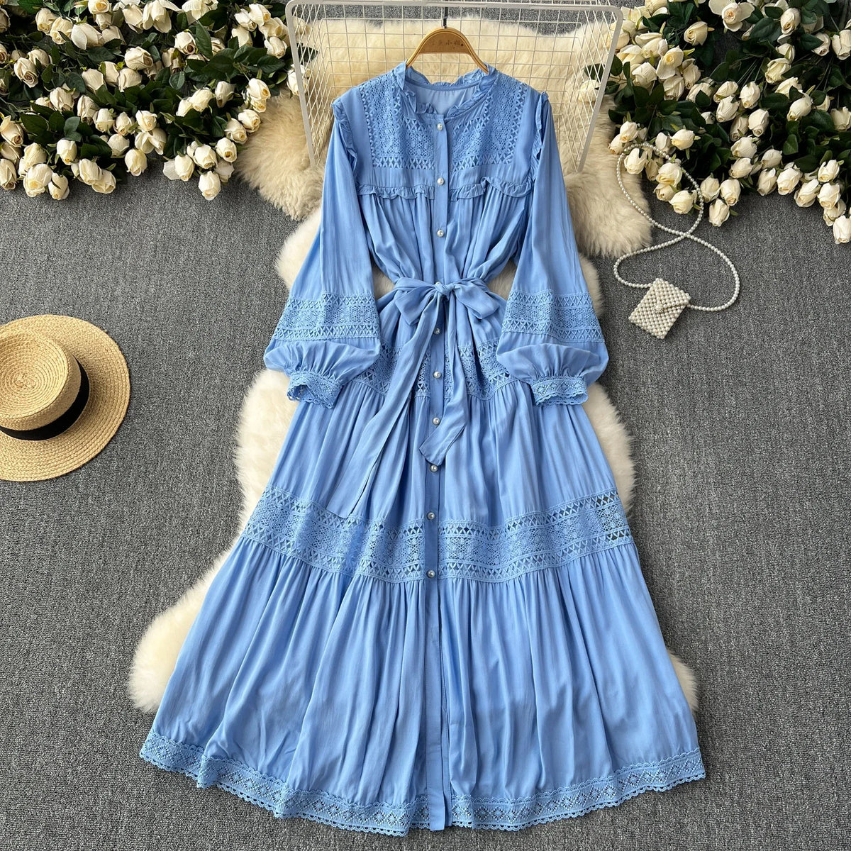 Lace Patchwork Bandage A-Line Dress