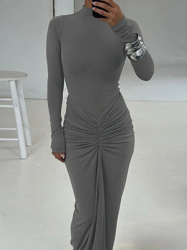Moda Yamalı Uzun Elbise