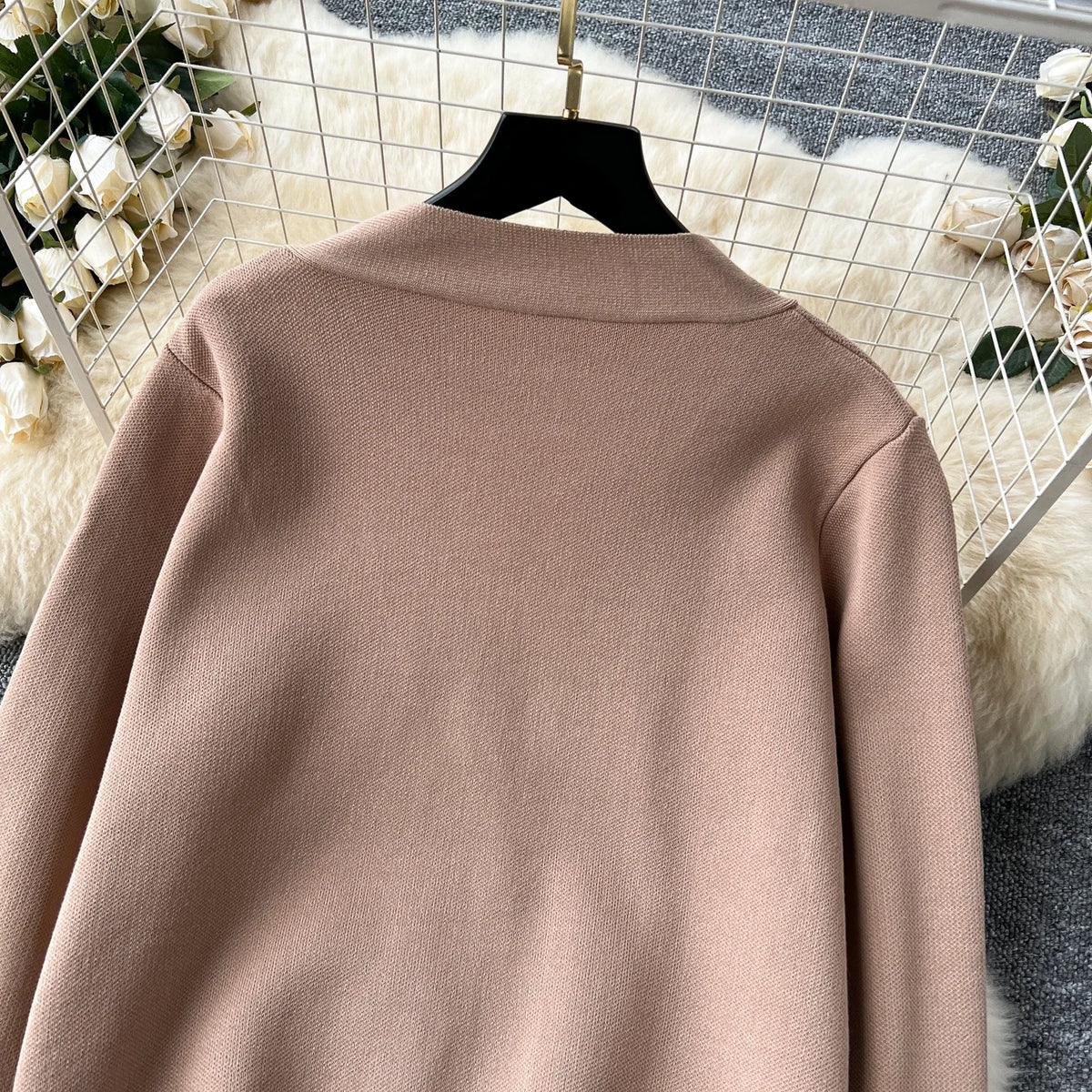 Sequin Button Knit Crop Top and Pants Set
