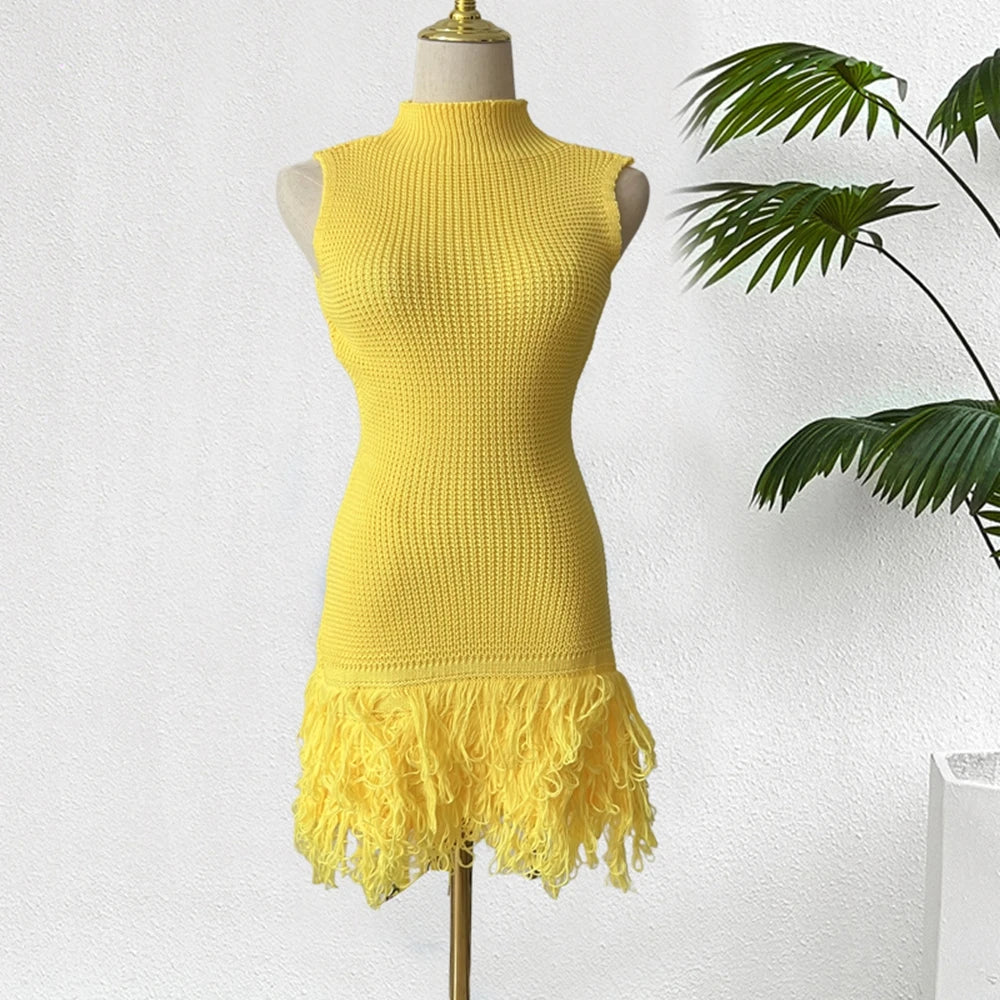 Tassel Sleeveless Bodycon Mini Dress