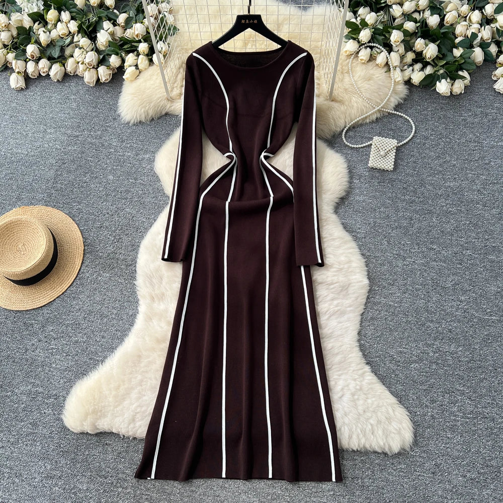 Patchwork Ruched O-Neck Pencil Dress