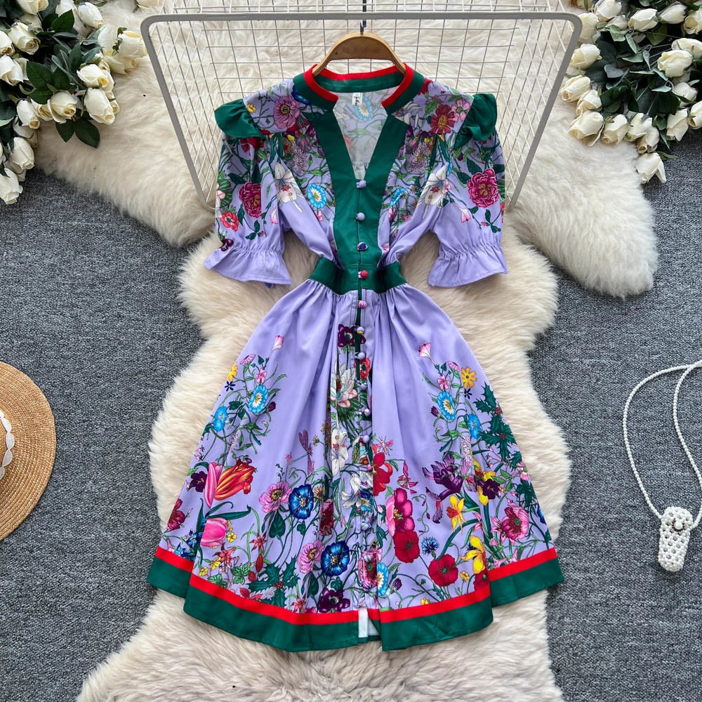 Button Front A-Line Party Dress
