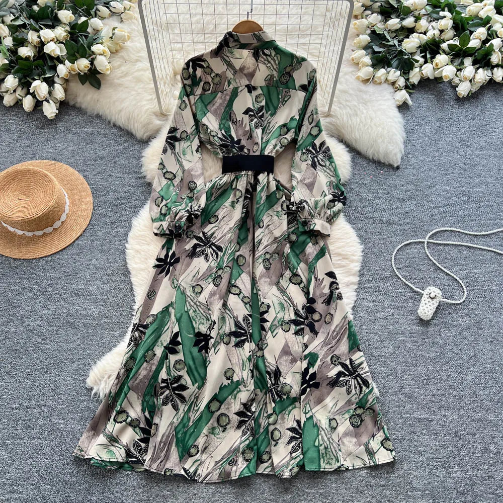 Print Sash Vintage Party Dress