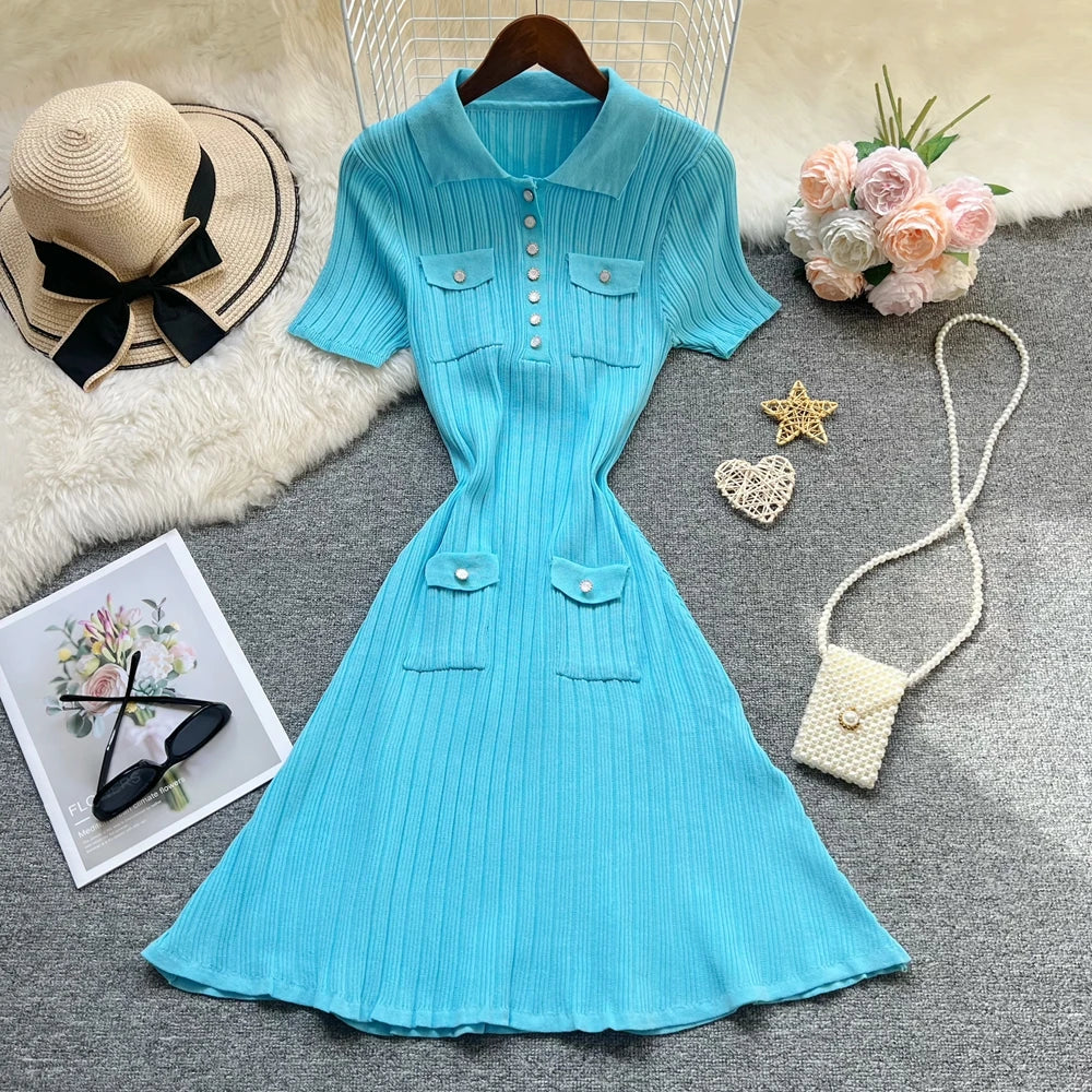 Slim Waist Knit Mini Dress