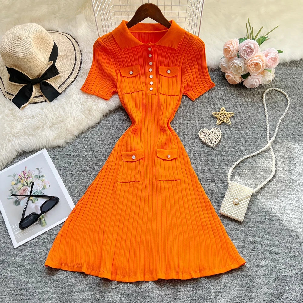 Slim Waist Knit Mini Dress