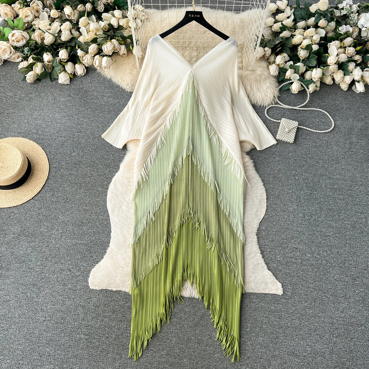 Tiered Tassel Patchwork Maxi Dress
