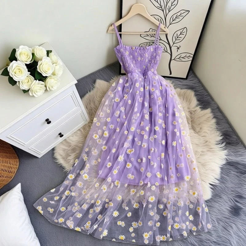 Daisy Print Spaghetti Strap Sundress