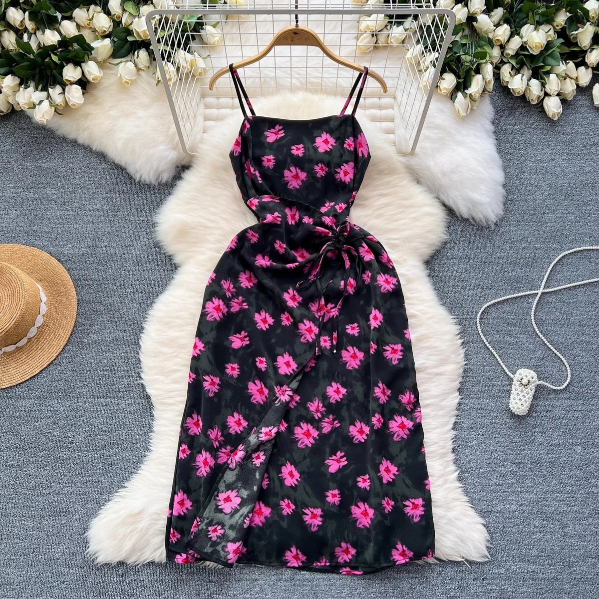 Floral High Waist A-Line Maxi Dress