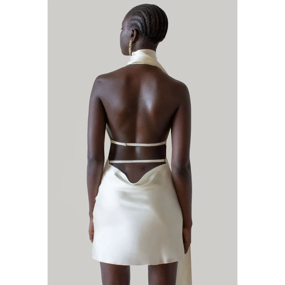 Sleeveless Satin Party Mini Dress