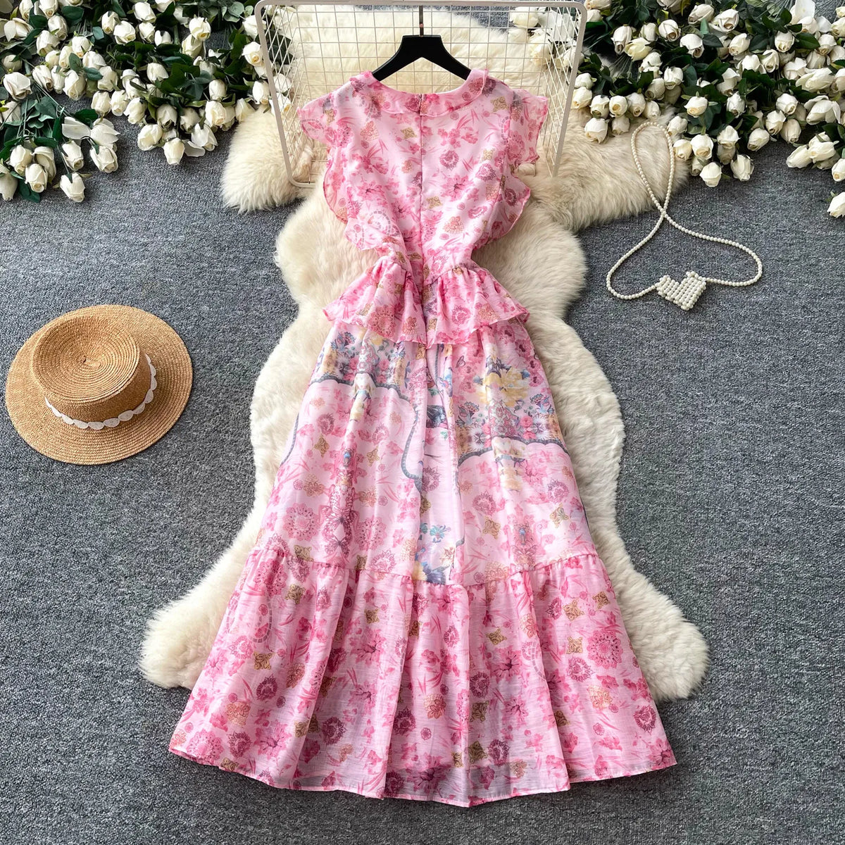 Floral Sleeveless V-Neck Maxi Dress