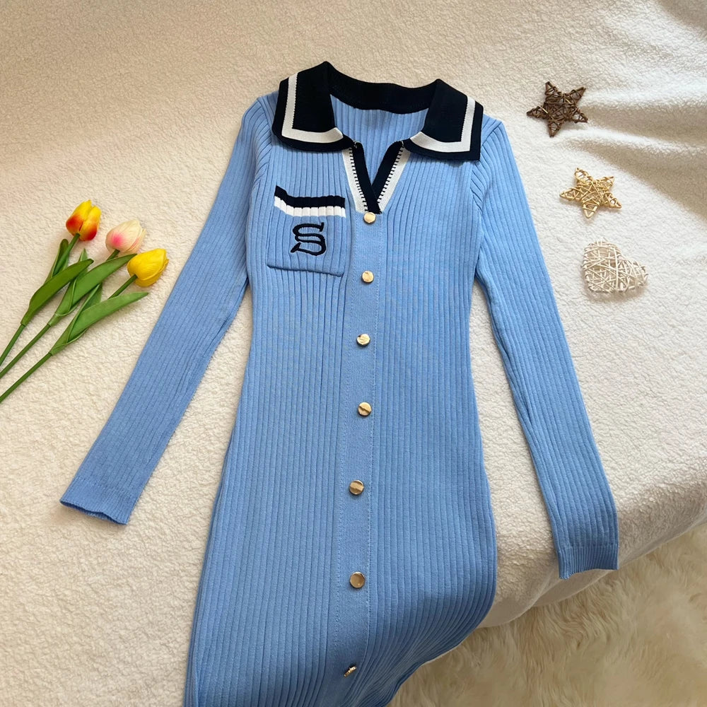 Embroidered Knit Maxi Sweater Dress
