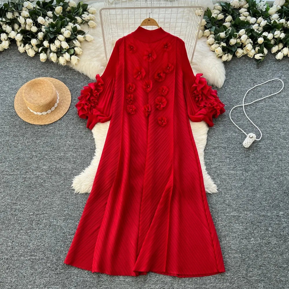 3D Floral Rhinestone Evening Dress