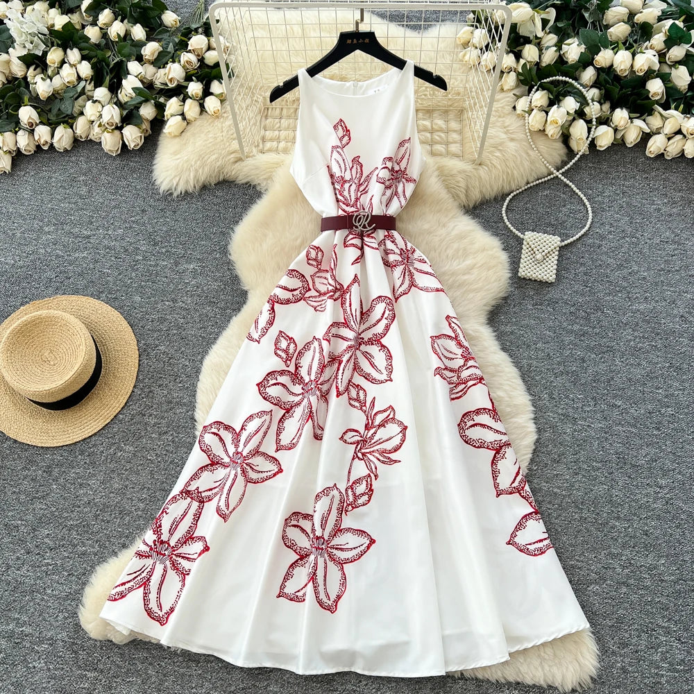 Print Sleeveless A-Line Sundress