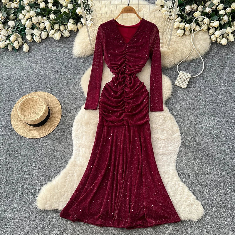 Sequin V-Neck Maxi Gown