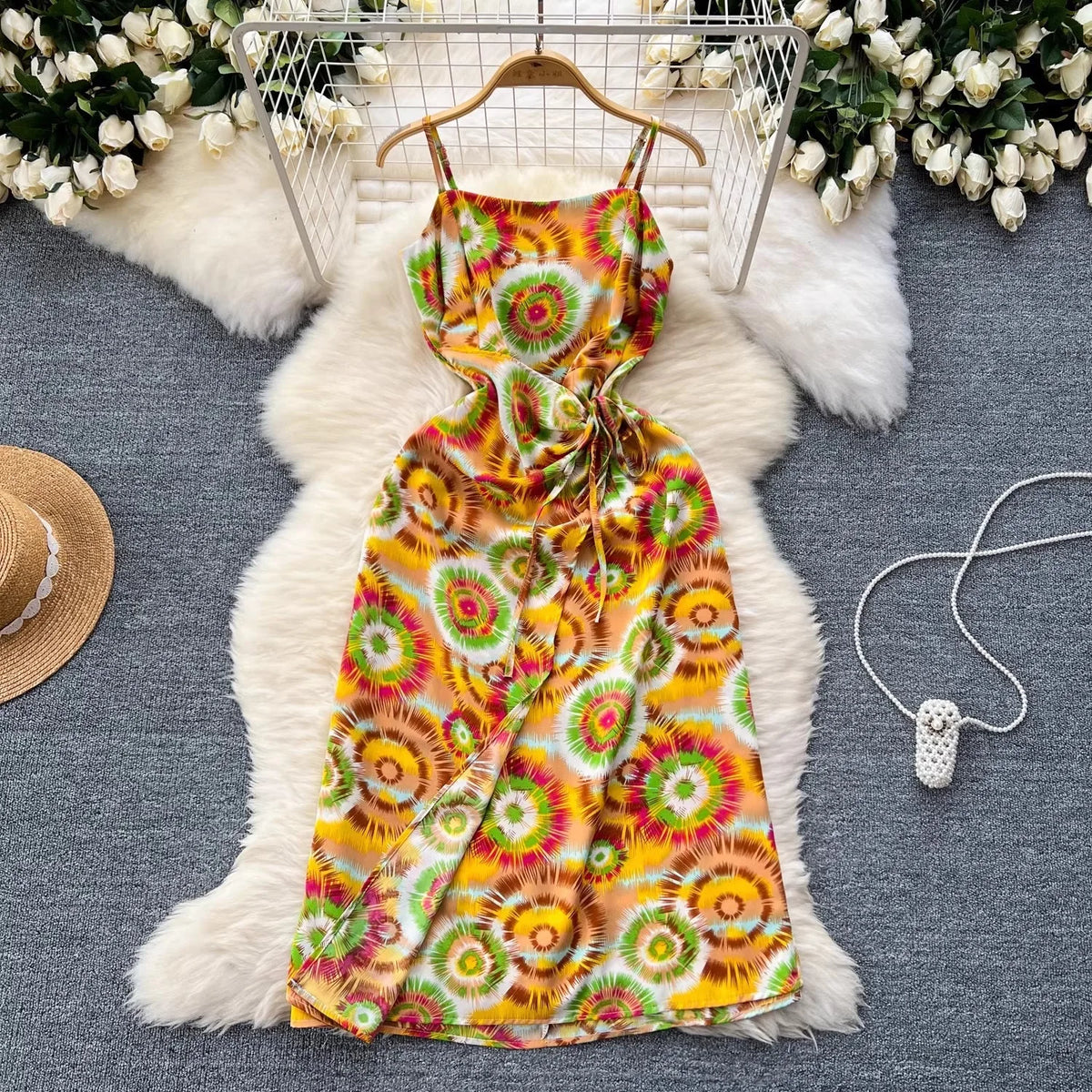 Floral High Waist A-Line Maxi Dress