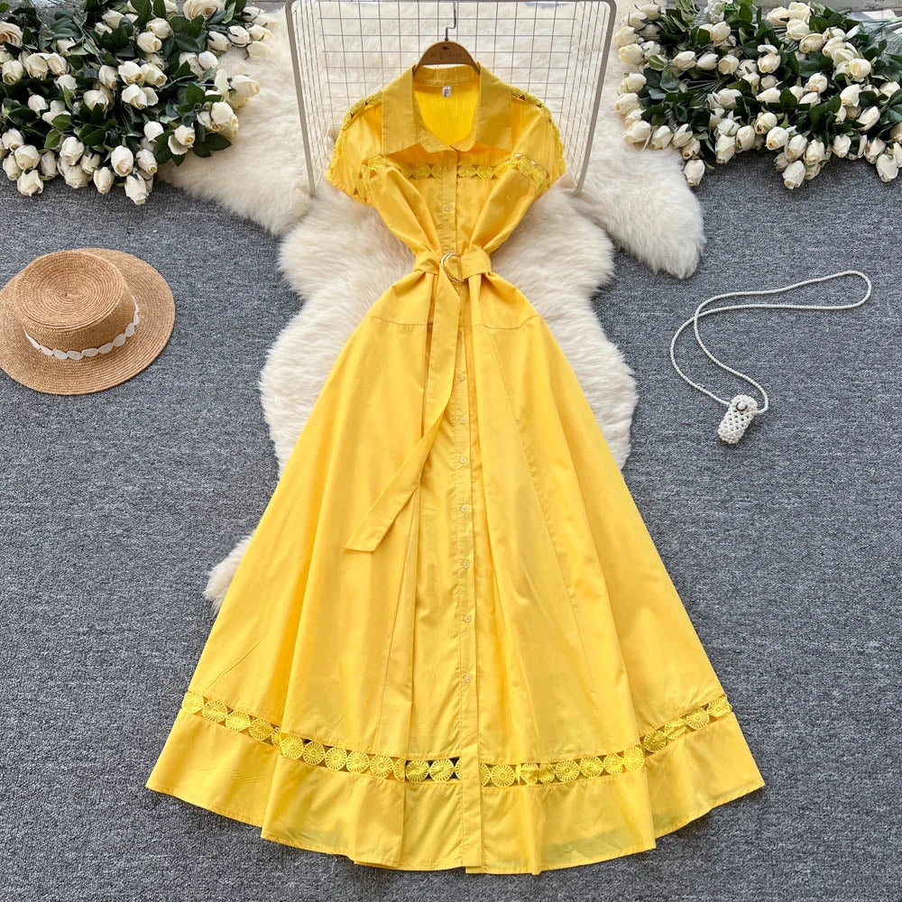 Print Lace Cutout Short Sleeve Wrap Dress