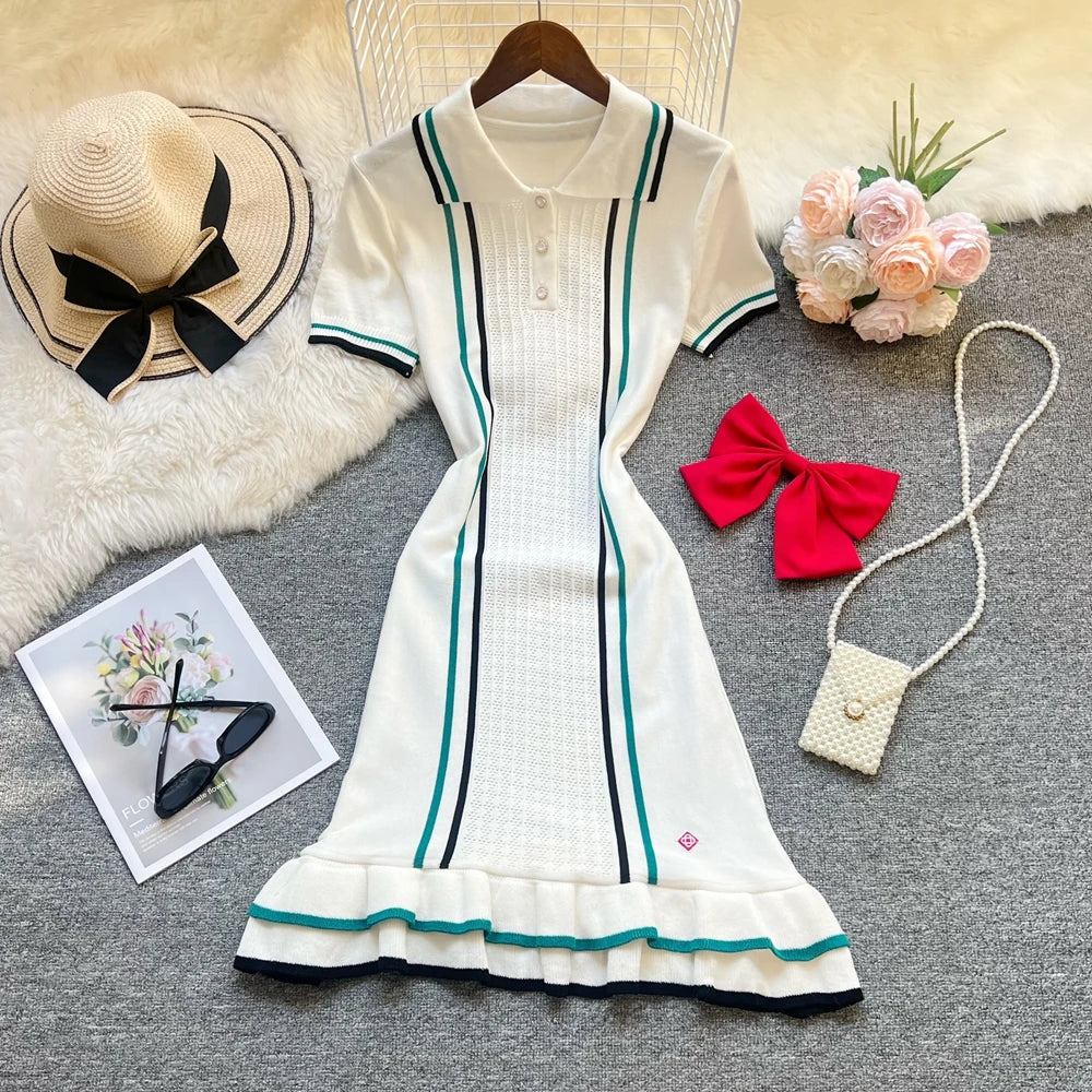 Sporty Ruffled Knit Mini Dress
