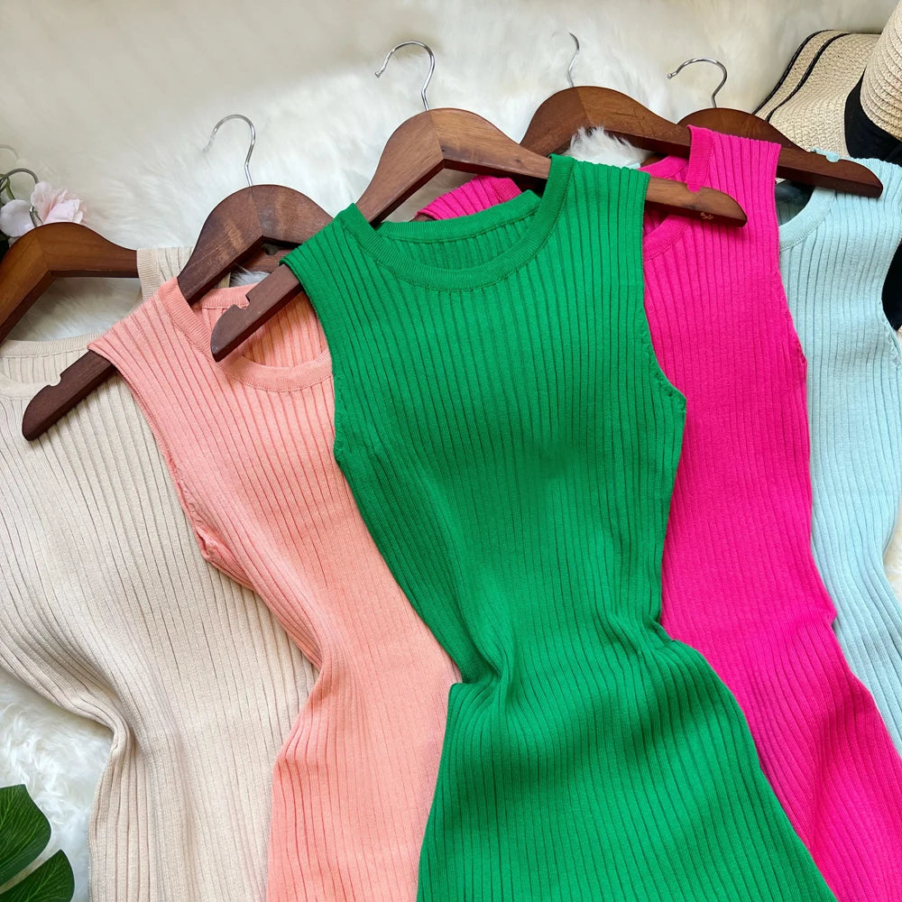 Ruffled Stretch Knit Mini Dress