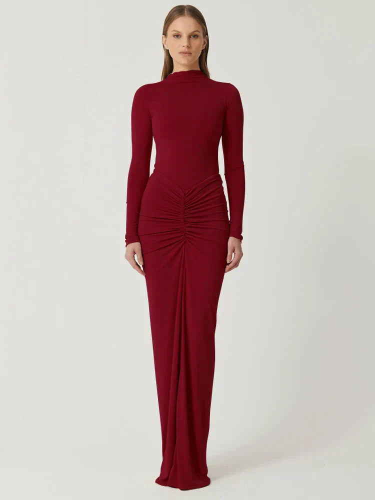 Moda Yamalı Uzun Elbise