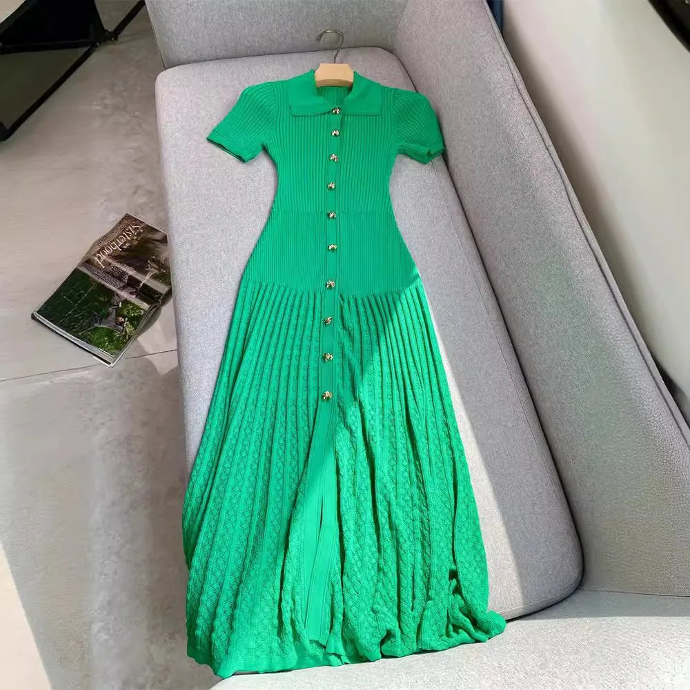 Ruffle Knit Bodycon Maxi Dress